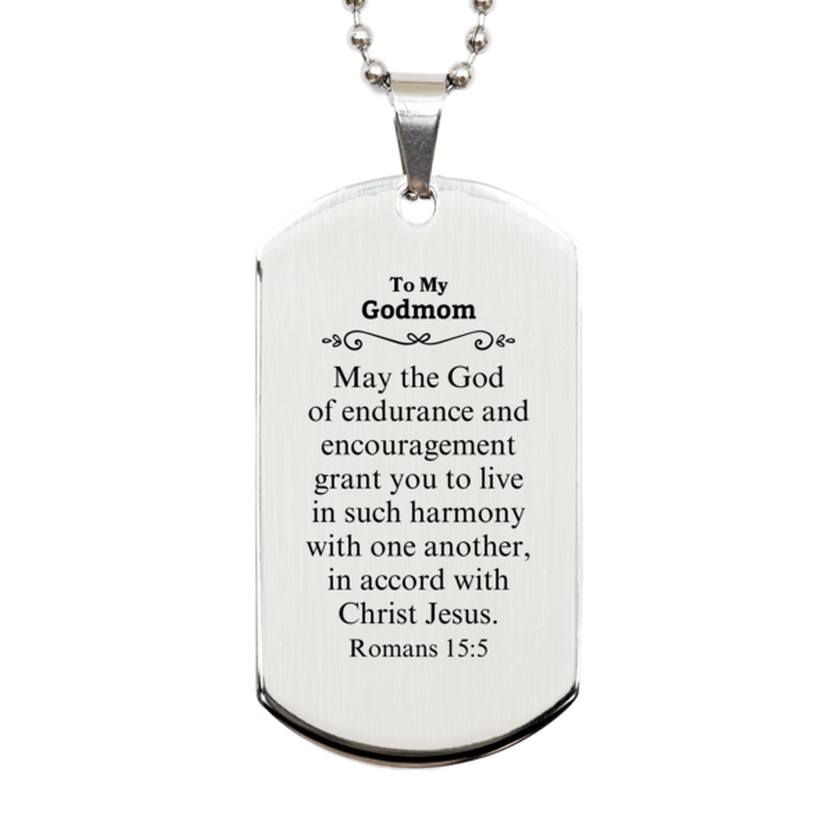 To My Godmom Gifts, May the God of endurance, Bible Verse Scripture Silver Dog Tag, Birthday Confirmation Gifts for Godmom