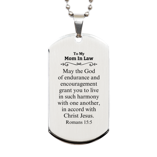 To My Mom In Law Gifts, May the God of endurance, Bible Verse Scripture Silver Dog Tag, Birthday Confirmation Gifts for Mom In Law