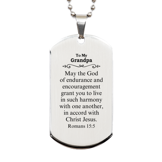 To My Grandpa Gifts, May the God of endurance, Bible Verse Scripture Silver Dog Tag, Birthday Confirmation Gifts for Grandpa