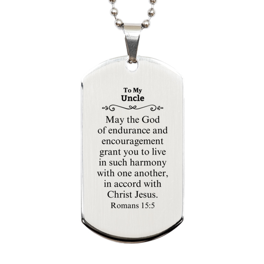 To My Uncle Gifts, May the God of endurance, Bible Verse Scripture Silver Dog Tag, Birthday Confirmation Gifts for Uncle