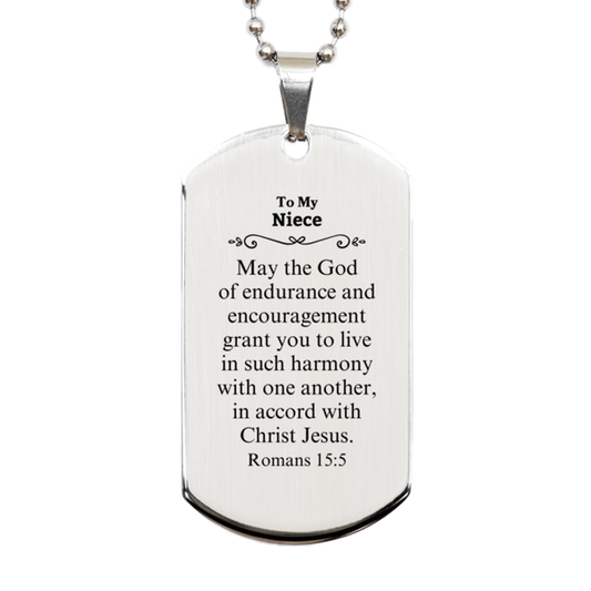 To My Niece Gifts, May the God of endurance, Bible Verse Scripture Silver Dog Tag, Birthday Confirmation Gifts for Niece
