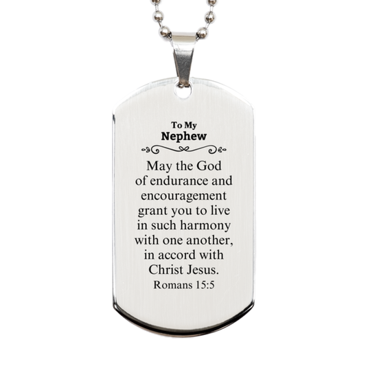 To My Nephew Gifts, May the God of endurance, Bible Verse Scripture Silver Dog Tag, Birthday Confirmation Gifts for Nephew