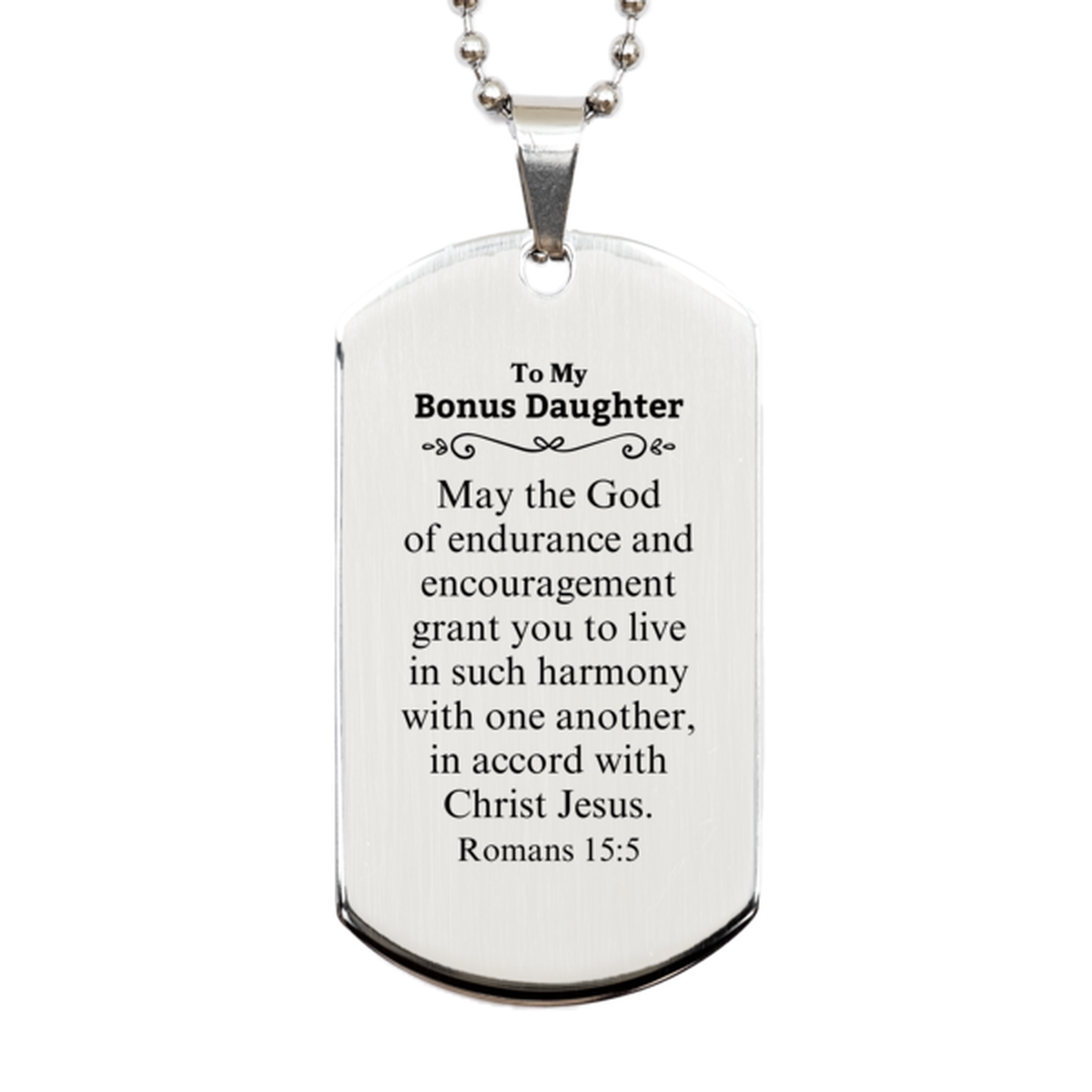 to my bonus daughter gifts may the god of endurance bible verse scripture silver dog tag birthday confirmation gifts for bonus daughter