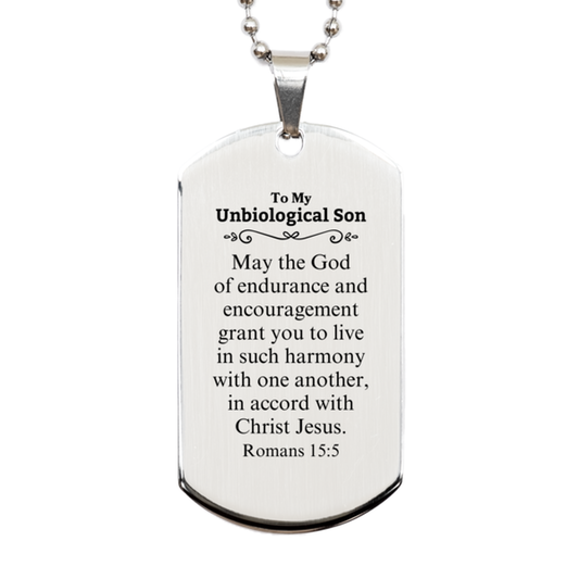 to my unbiological son gifts may the god of endurance bible verse scripture silver dog tag birthday confirmation gifts for unbiological son