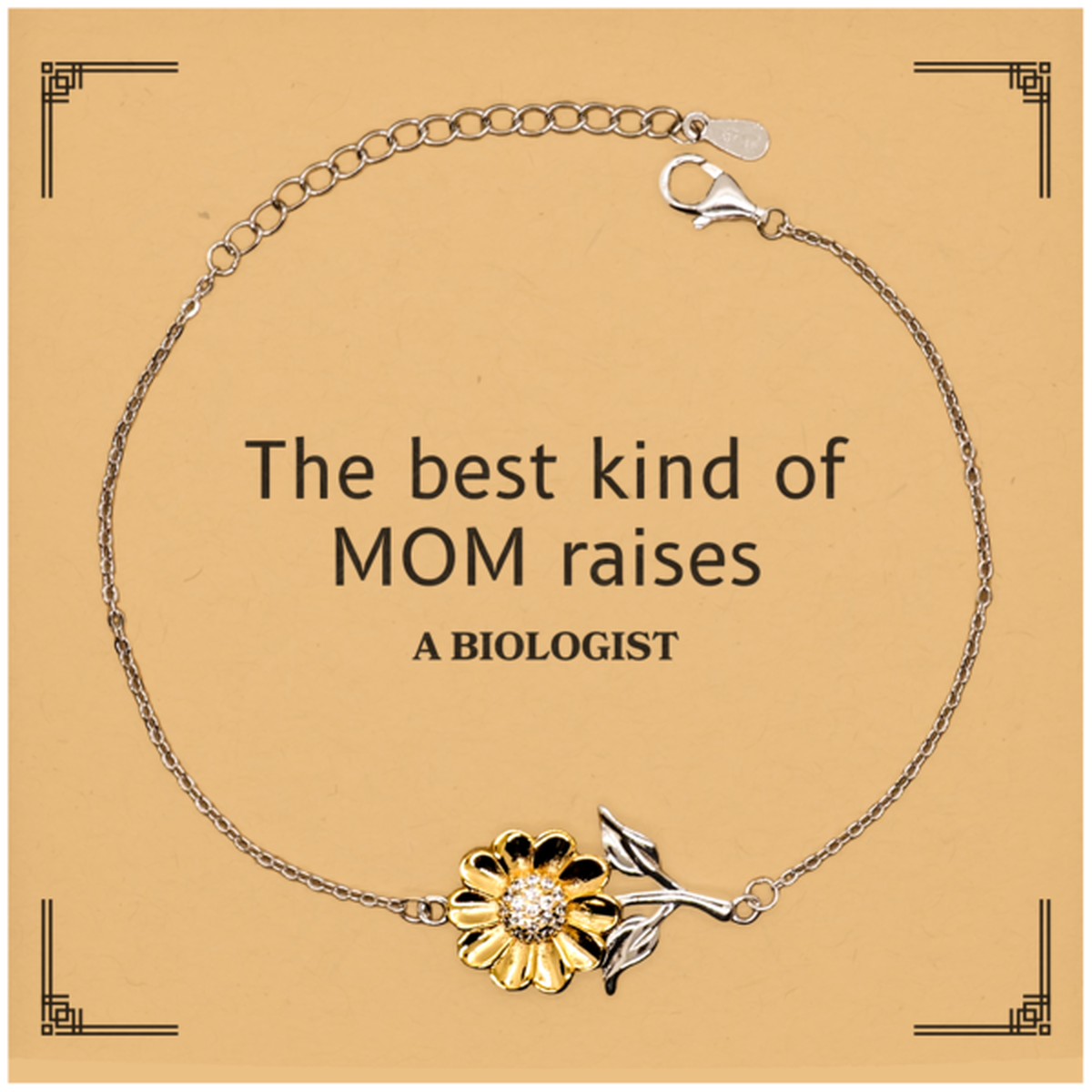 Funny Biologist Mom Gifts, The best kind of MOM raises Biologist, Birthday, Mother's Day, Cute Sunflower Bracelet for Biologist Mom