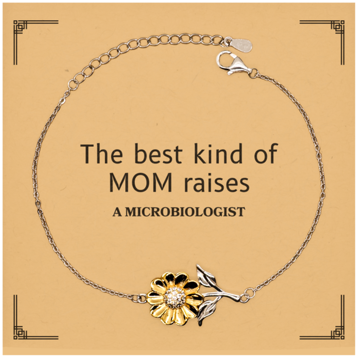 Funny Microbiologist Mom Gifts, The best kind of MOM raises Microbiologist, Birthday, Mother's Day, Cute Sunflower Bracelet for Microbiologist Mom