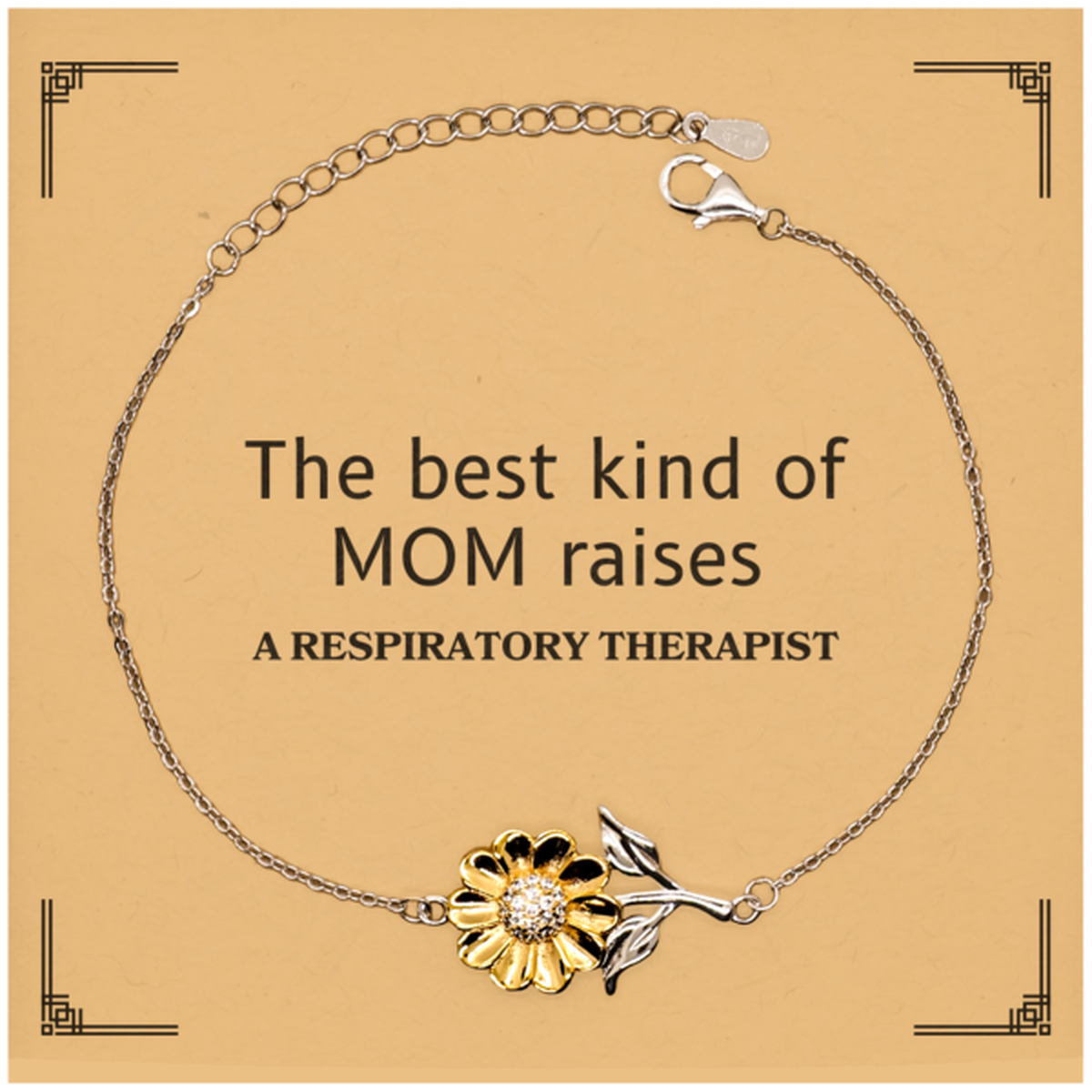 Funny Respiratory Therapist Mom Gifts, The best kind of MOM raises Respiratory Therapist, Birthday, Mother's Day, Cute Sunflower Bracelet for Respiratory Therapist Mom