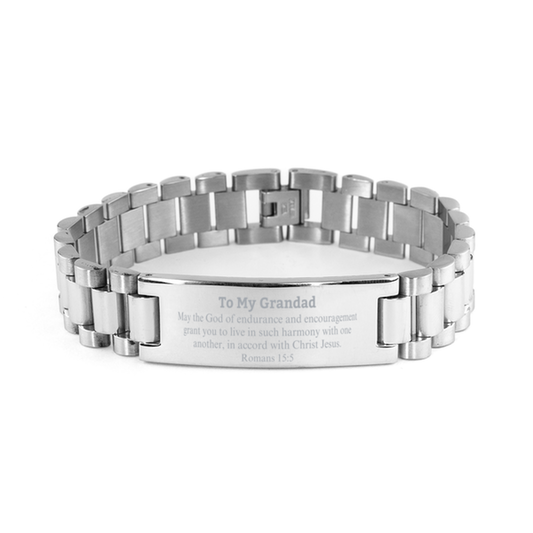 To My Grandad Gifts, May the God of endurance, Bible Verse Scripture Ladder Stainless Steel Bracelet, Birthday Confirmation Gifts for Grandad