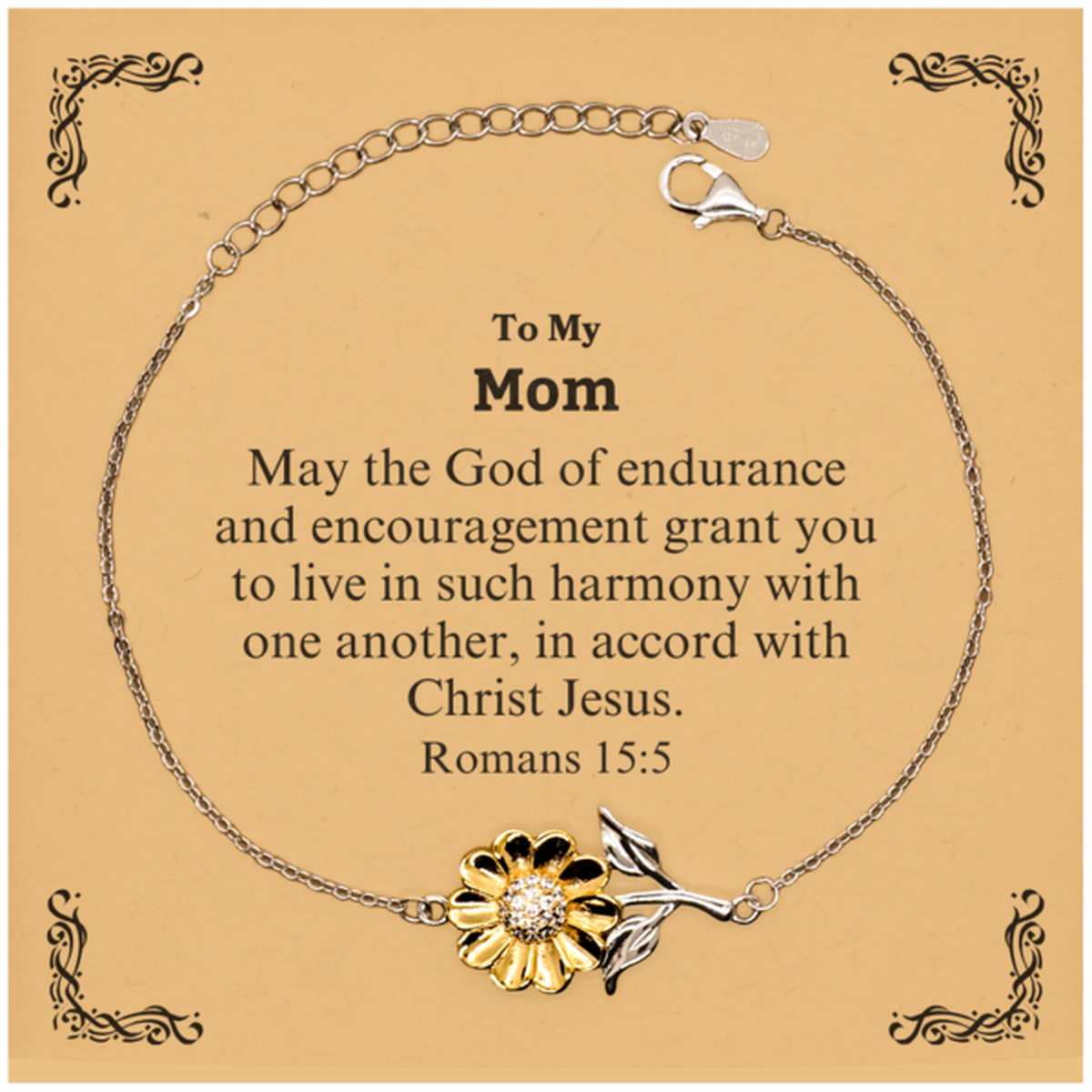 To My Mom Gifts, May the God of endurance, Bible Verse Scripture Sunflower Bracelet, Birthday Confirmation Gifts for Mom