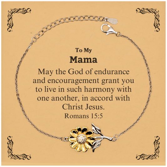 To My Mama Gifts, May the God of endurance, Bible Verse Scripture Sunflower Bracelet, Birthday Confirmation Gifts for Mama