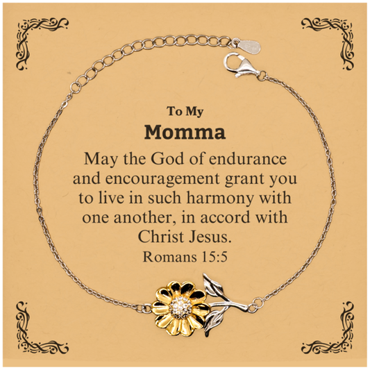 To My Momma Gifts, May the God of endurance, Bible Verse Scripture Sunflower Bracelet, Birthday Confirmation Gifts for Momma