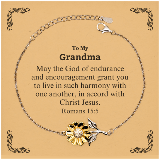 To My Grandma Gifts, May the God of endurance, Bible Verse Scripture Sunflower Bracelet, Birthday Confirmation Gifts for Grandma