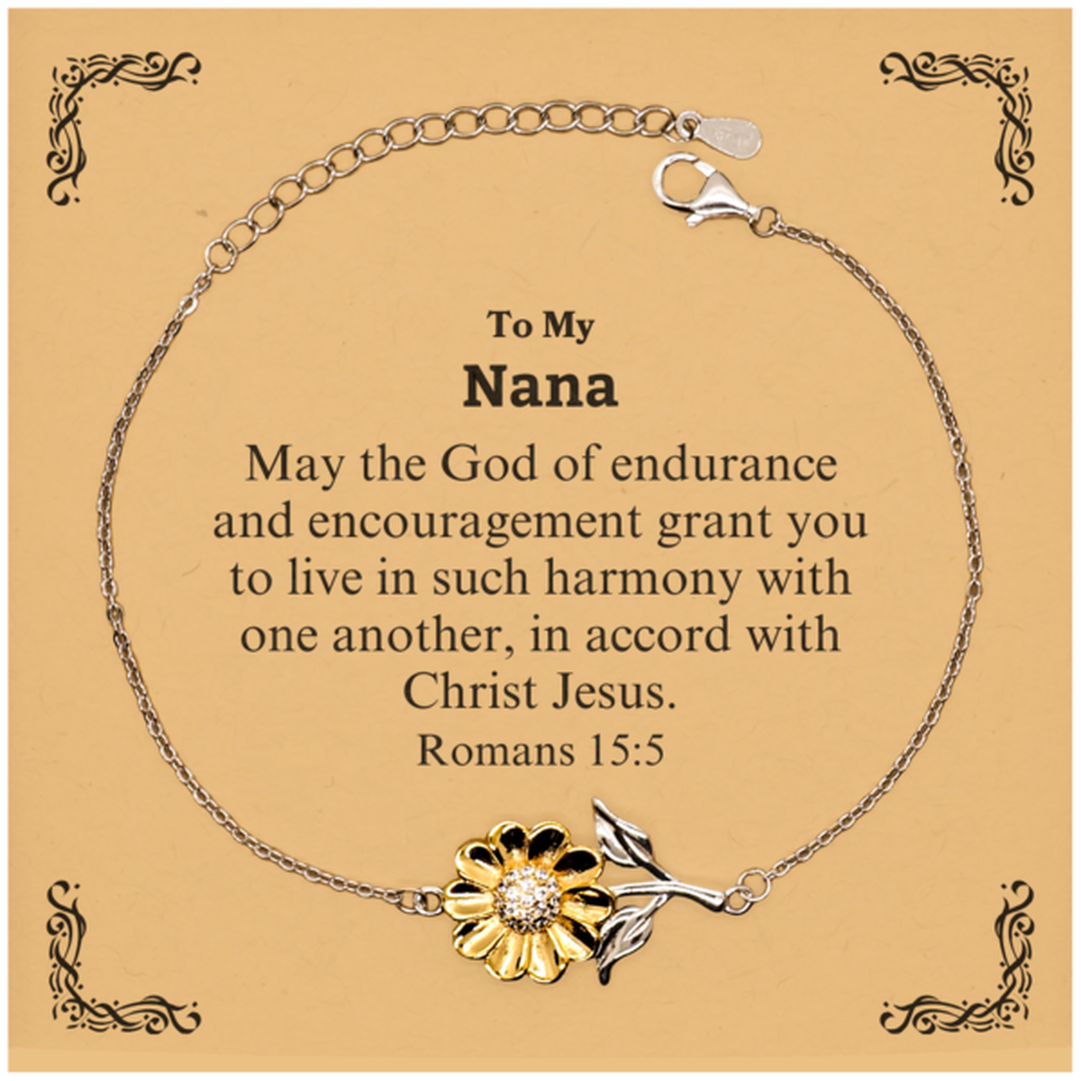 To My Nana Gifts, May the God of endurance, Bible Verse Scripture Sunflower Bracelet, Birthday Confirmation Gifts for Nana