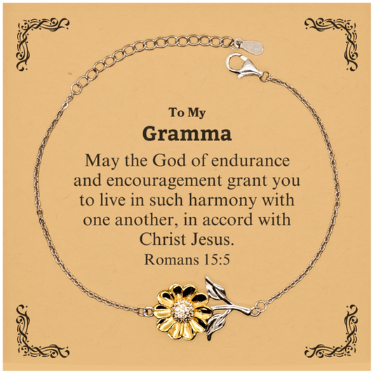 To My Gramma Gifts, May the God of endurance, Bible Verse Scripture Sunflower Bracelet, Birthday Confirmation Gifts for Gramma