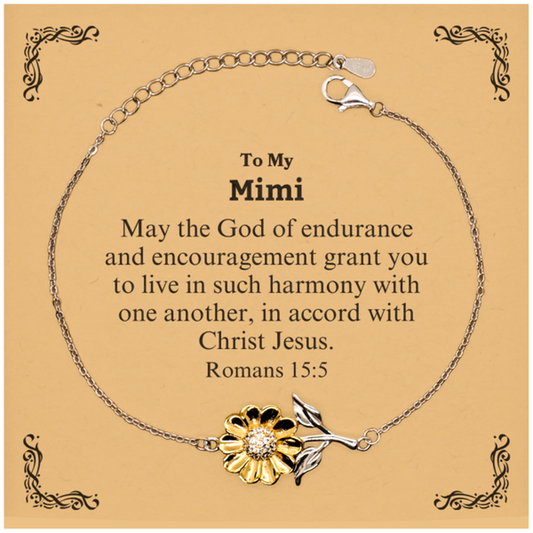 To My Mimi Gifts, May the God of endurance, Bible Verse Scripture Sunflower Bracelet, Birthday Confirmation Gifts for Mimi