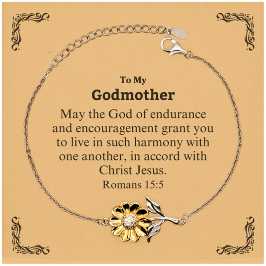 To My Godmother Gifts, May the God of endurance, Bible Verse Scripture Sunflower Bracelet, Birthday Confirmation Gifts for Godmother