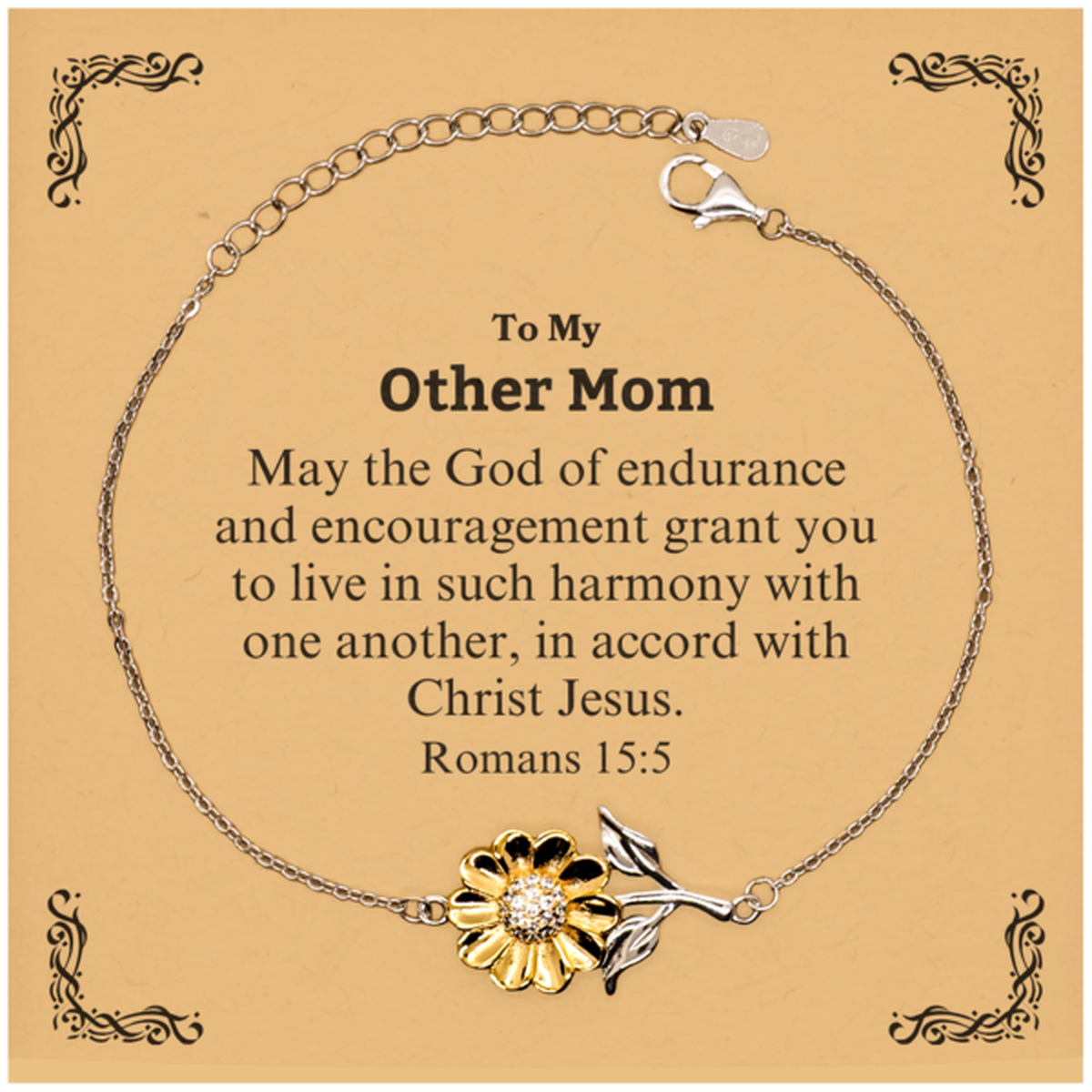 To My Other Mom Gifts, May the God of endurance, Bible Verse Scripture Sunflower Bracelet, Birthday Confirmation Gifts for Other Mom