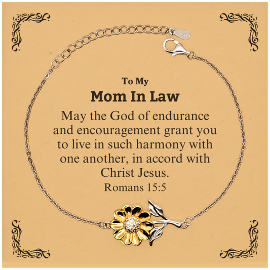 To My Mom In Law Gifts, May the God of endurance, Bible Verse Scripture Sunflower Bracelet, Birthday Confirmation Gifts for Mom In Law