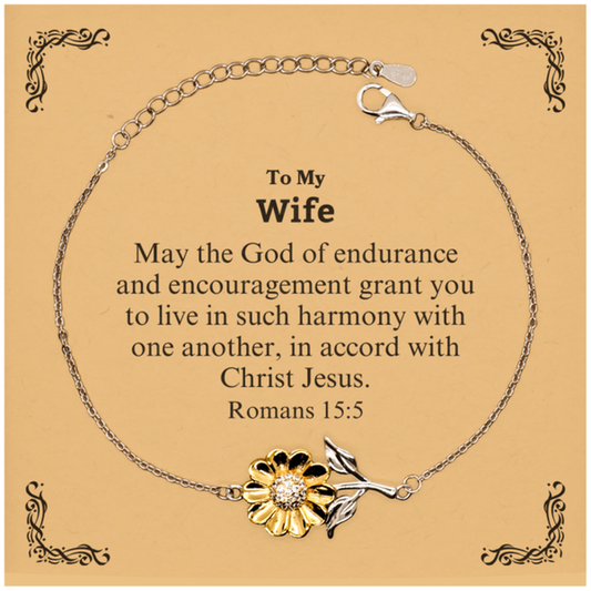 To My Wife Gifts, May the God of endurance, Bible Verse Scripture Sunflower Bracelet, Birthday Confirmation Gifts for Wife