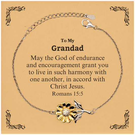 To My Grandad Gifts, May the God of endurance, Bible Verse Scripture Sunflower Bracelet, Birthday Confirmation Gifts for Grandad