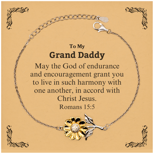 To My Grand Daddy Gifts, May the God of endurance, Bible Verse Scripture Sunflower Bracelet, Birthday Confirmation Gifts for Grand Daddy