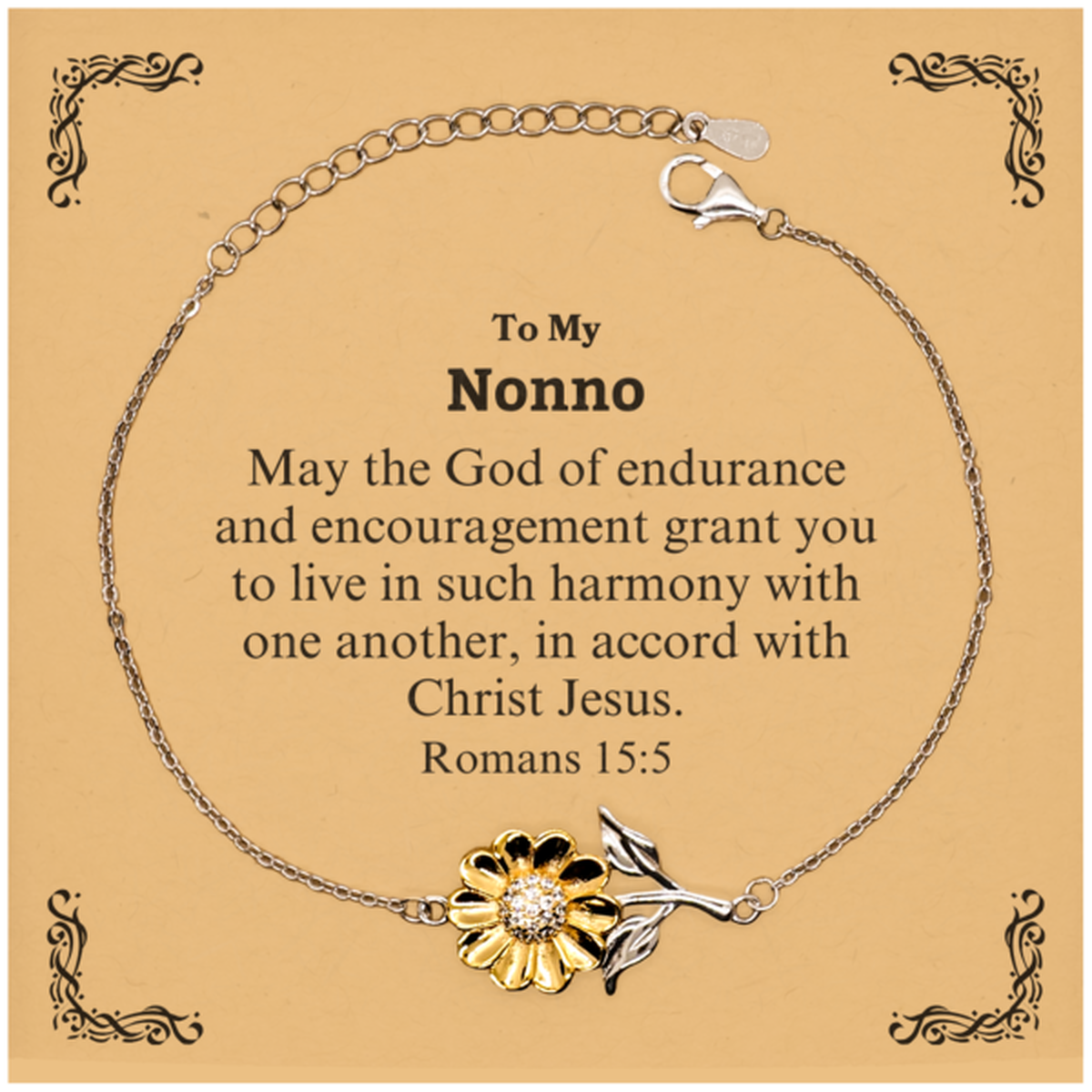 To My Nonno Gifts, May the God of endurance, Bible Verse Scripture Sunflower Bracelet, Birthday Confirmation Gifts for Nonno