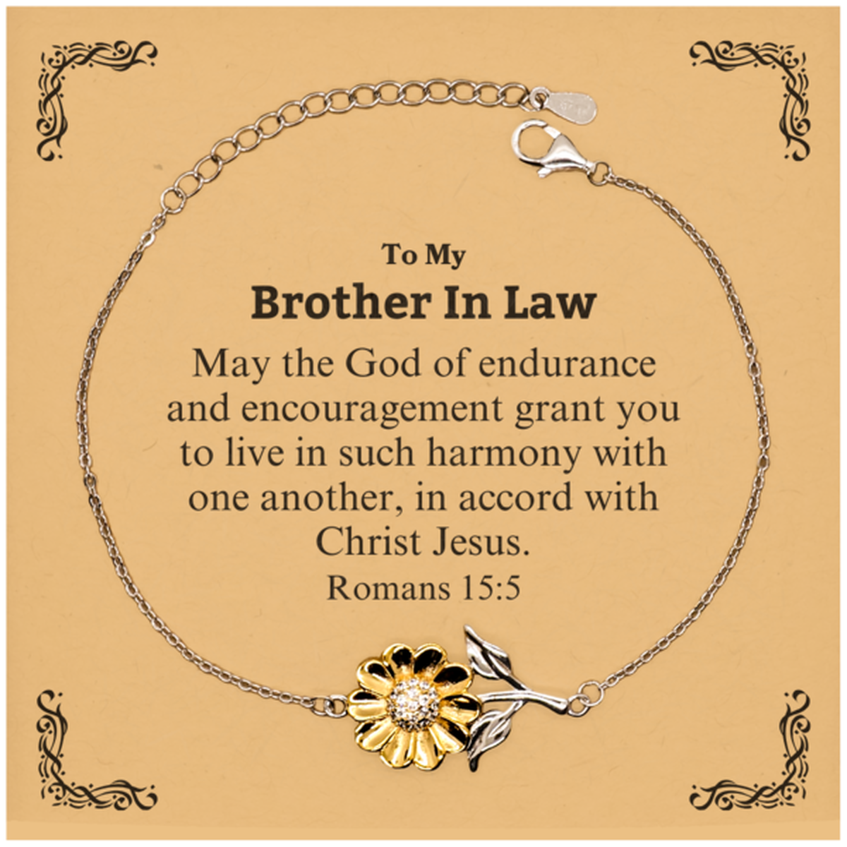 To My Brother In Law Gifts, May the God of endurance, Bible Verse Scripture Sunflower Bracelet, Birthday Confirmation Gifts for Brother In Law