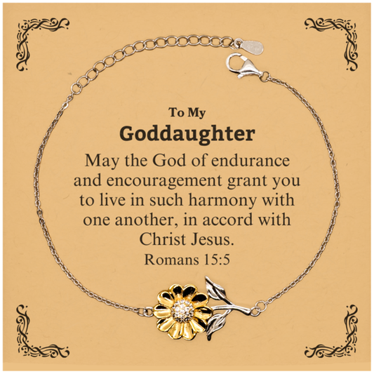 To My Goddaughter Gifts, May the God of endurance, Bible Verse Scripture Sunflower Bracelet, Birthday Confirmation Gifts for Goddaughter