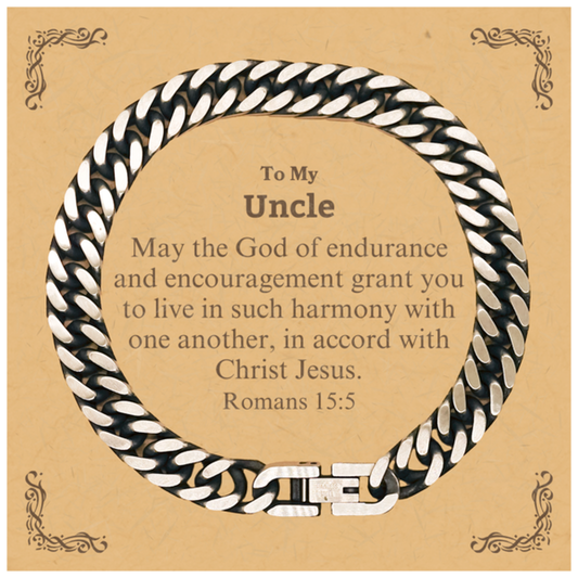 To My Uncle Gifts, May the God of endurance, Bible Verse Scripture Cuban Link Chain Bracelet, Birthday Confirmation Gifts for Uncle