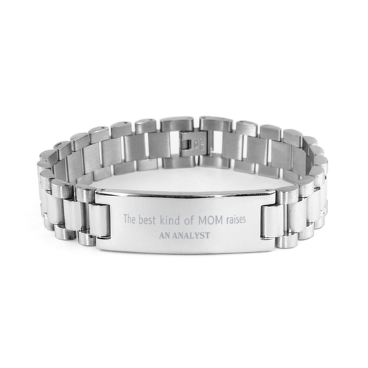 Funny Analyst Mom Gifts, The best kind of MOM raises Analyst, Birthday, Mother's Day, Cute Ladder Stainless Steel Bracelet for Analyst Mom