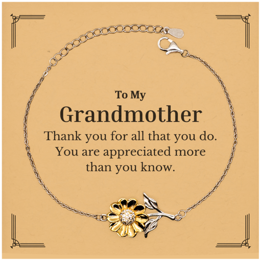 To My Grandmother Thank You Gifts, You are appreciated more than you know, Appreciation Sunflower Bracelet for Grandmother, Birthday Unique Gifts for Grandmother