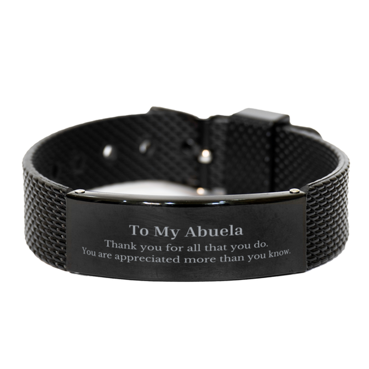 Regalos de agradecimiento para mi abuela, te apreciamos más de lo que crees, pulsera de malla de tiburón negro de agradecimiento para abuela, regalos únicos de cumpleaños para abuela