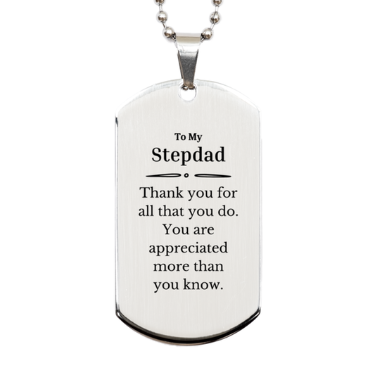 To My Stepdad Thank You Gifts, You are appreciated more than you know, Appreciation Silver Dog Tag for Stepdad, Birthday Unique Gifts for Stepdad
