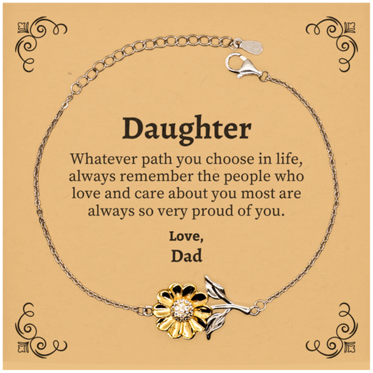 Daughter Sunflower Bracelet, Always so very proud of you, Inspirational Daughter Birthday Supporting Gifts From Dad