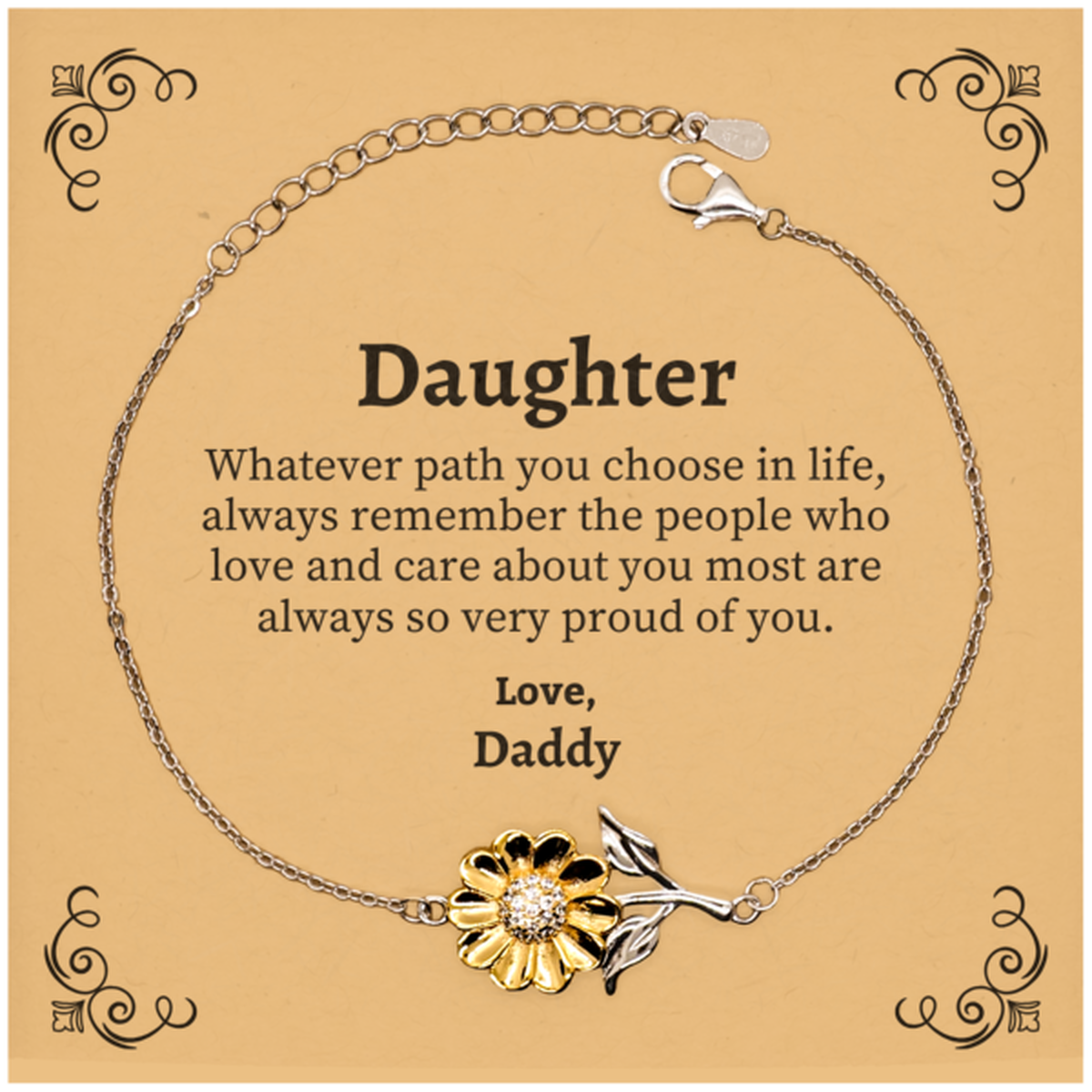 Daughter Sunflower Bracelet, Always so very proud of you, Inspirational Daughter Birthday Supporting Gifts From Daddy