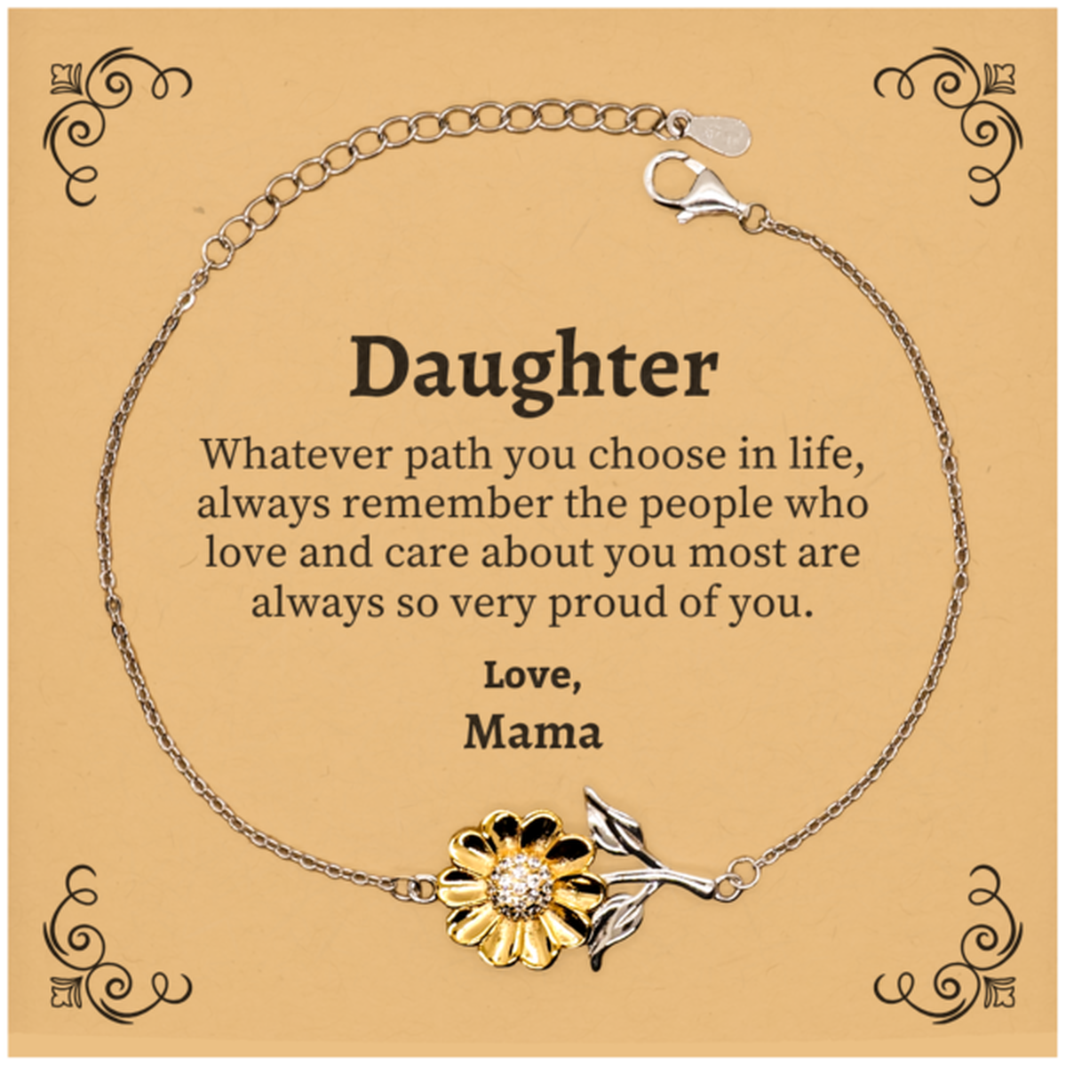 Daughter Sunflower Bracelet, Always so very proud of you, Inspirational Daughter Birthday Supporting Gifts From Mama