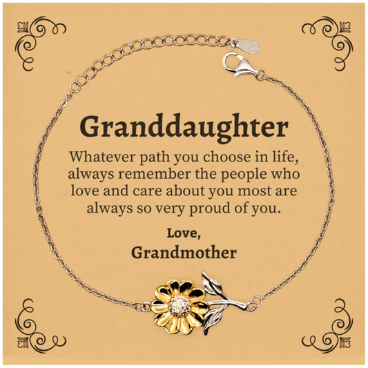 Granddaughter Sunflower Bracelet, Always so very proud of you, Inspirational Granddaughter Birthday Supporting Gifts From Grandmother