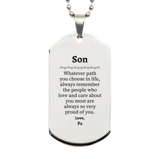 son silver dog tag always so very proud of you inspirational son birthday supporting gifts from pa