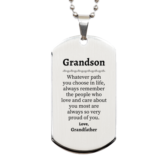 grandson silver dog tag always so very proud of you inspirational grandson birthday supporting gifts from grandfather