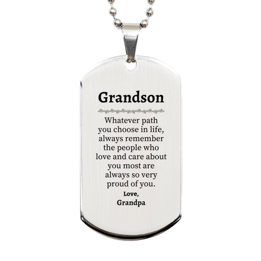 grandson silver dog tag always so very proud of you inspirational grandson birthday supporting gifts from grandpa