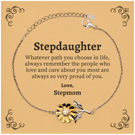 Stepdaughter Sunflower Bracelet, Always so very proud of you, Inspirational Stepdaughter Birthday Supporting Gifts From Stepmom