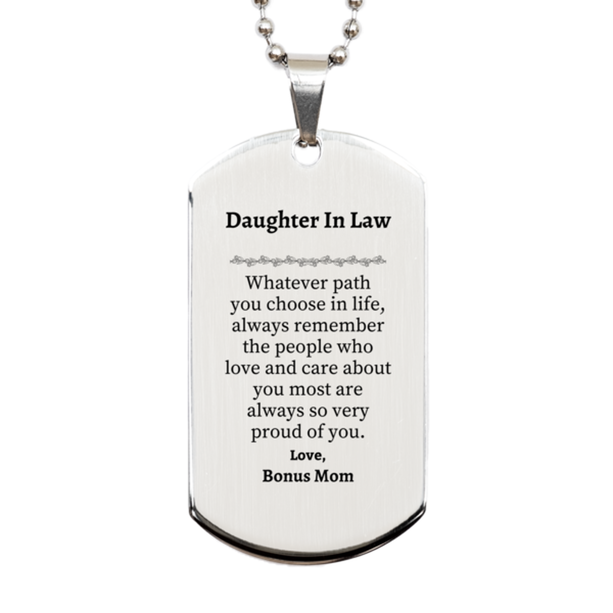 daughter in law silver dog tag always so very proud of you inspirational daughter in law birthday supporting gifts from bonus mom