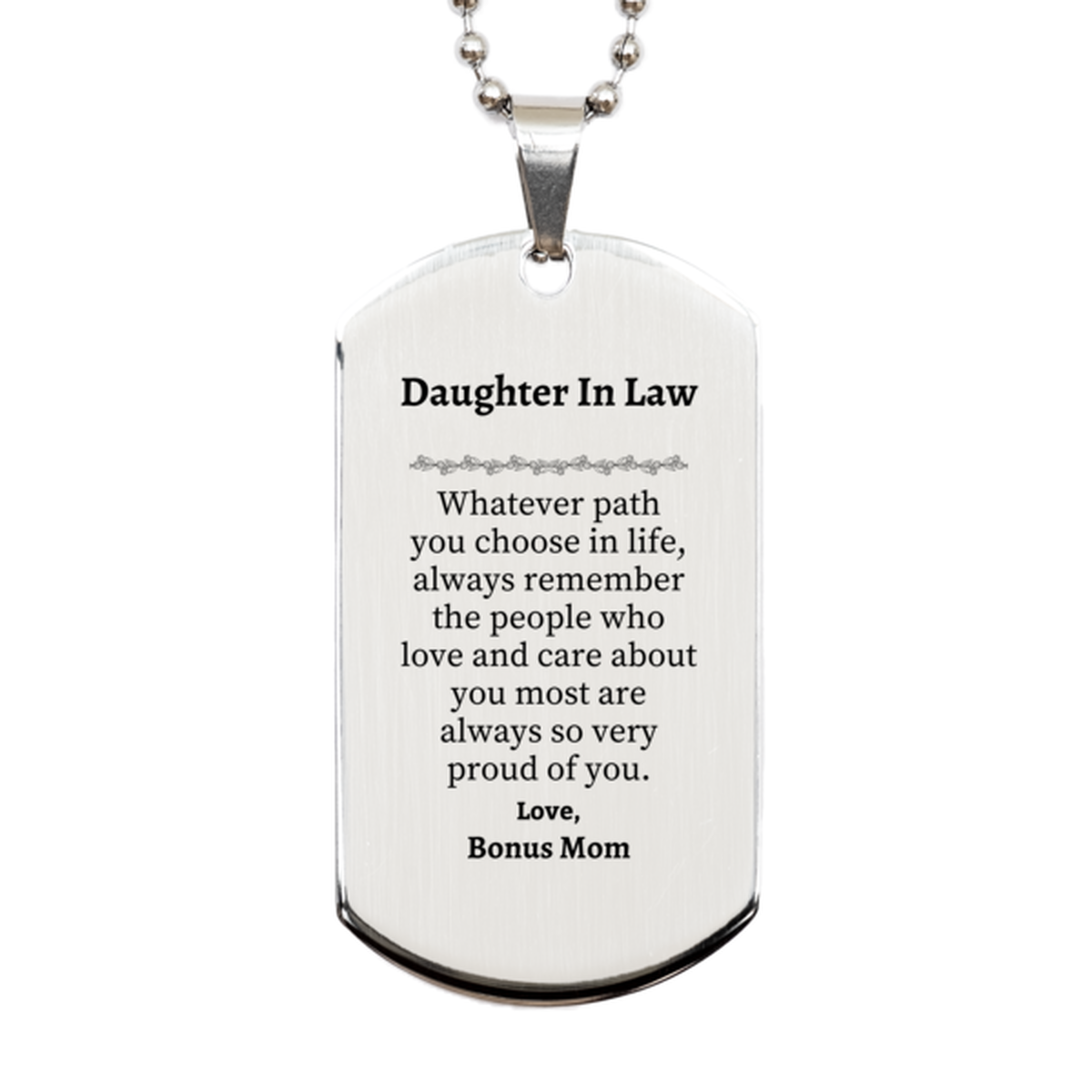 daughter in law silver dog tag always so very proud of you inspirational daughter in law birthday supporting gifts from bonus mom 1