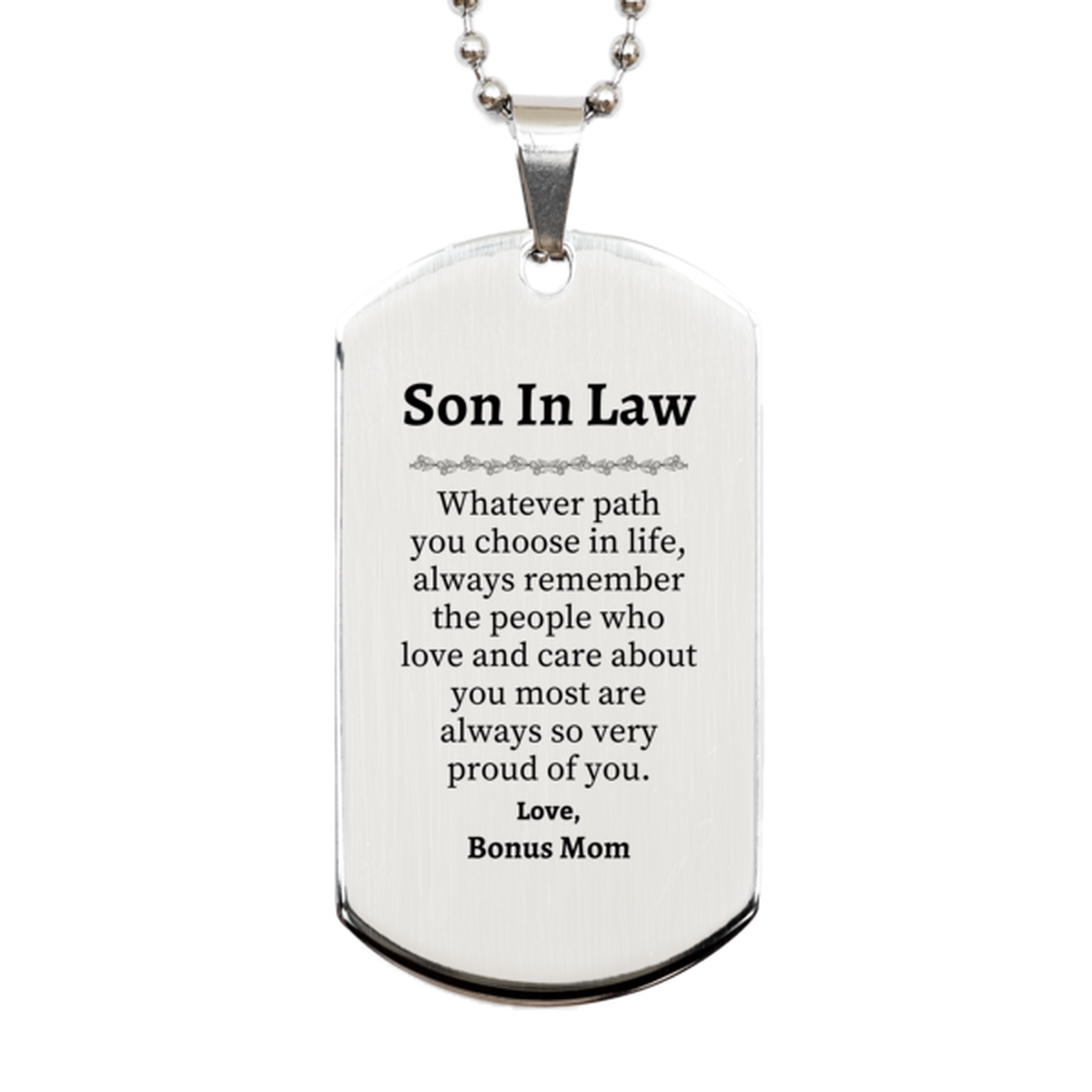 son in law silver dog tag always so very proud of you inspirational son in law birthday supporting gifts from bonus mom