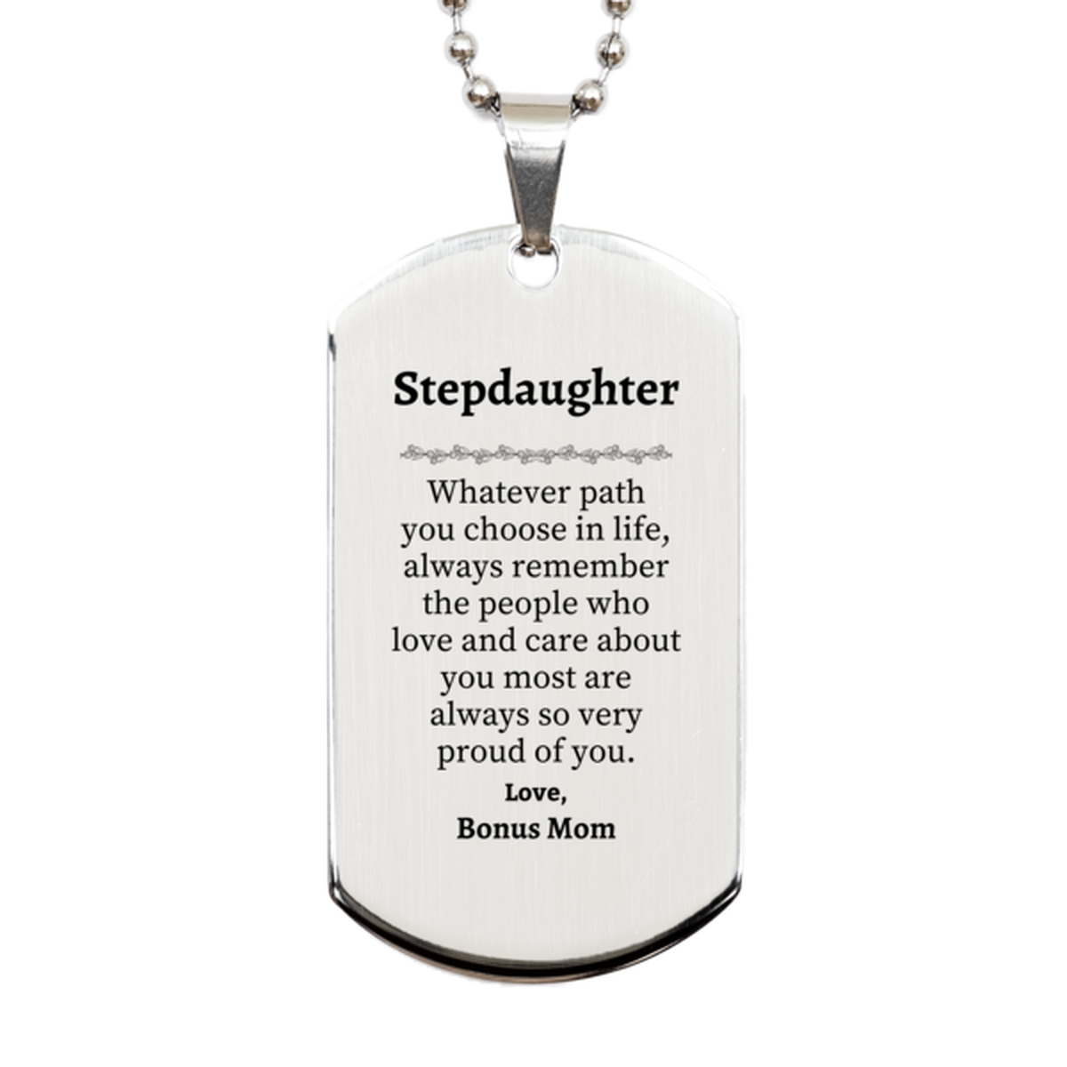 stepdaughter silver dog tag always so very proud of you inspirational stepdaughter birthday supporting gifts from bonus mom