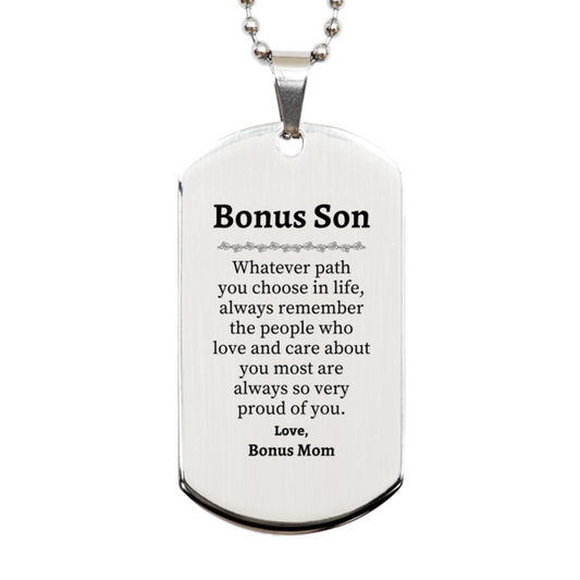 bonus son silver dog tag always so very proud of you inspirational bonus son birthday supporting gifts from bonus mom