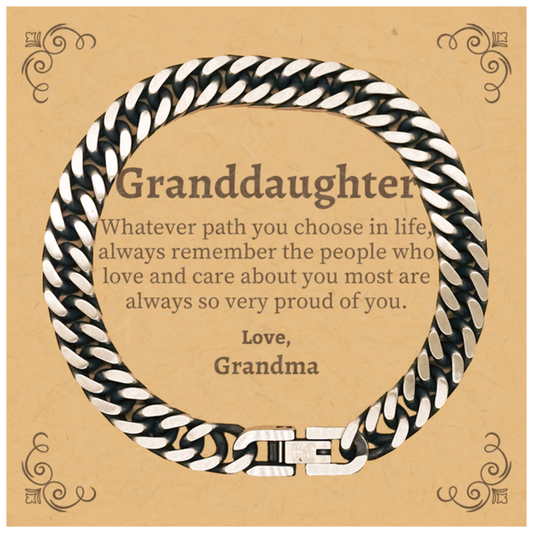 Granddaughter Cuban Link Chain Bracelet, Always so very proud of you, Inspirational Granddaughter Birthday Supporting Gifts From Grandma