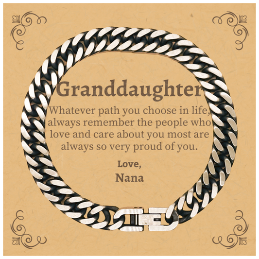 Granddaughter Cuban Link Chain Bracelet, Always so very proud of you, Inspirational Granddaughter Birthday Supporting Gifts From Nana