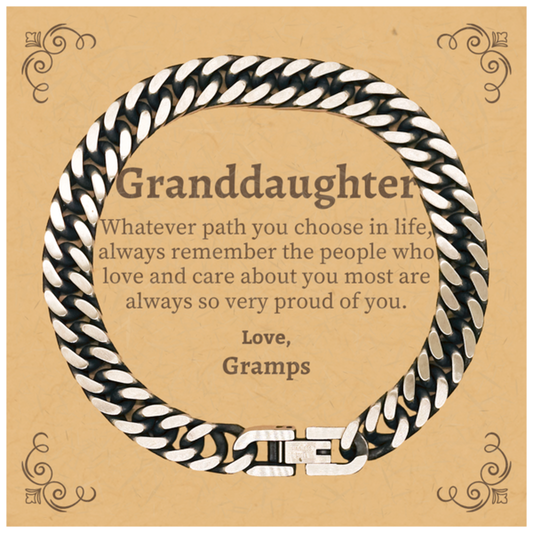 Granddaughter Cuban Link Chain Bracelet, Always so very proud of you, Inspirational Granddaughter Birthday Supporting Gifts From Gramps