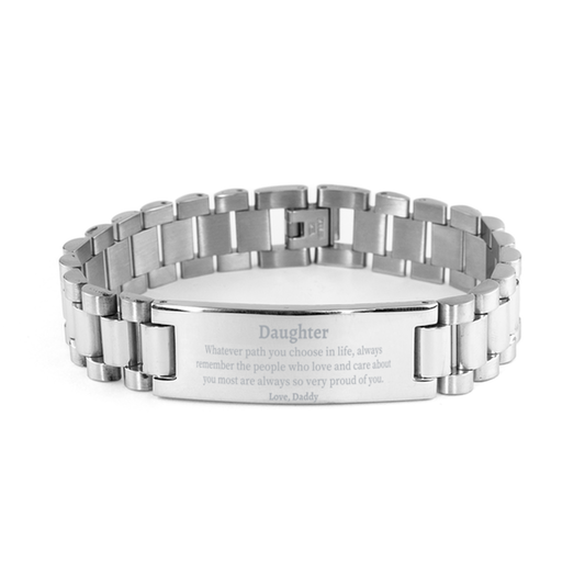 Daughter Ladder Stainless Steel Bracelet, Always so very proud of you, Inspirational Daughter Birthday Supporting Gifts From Daddy